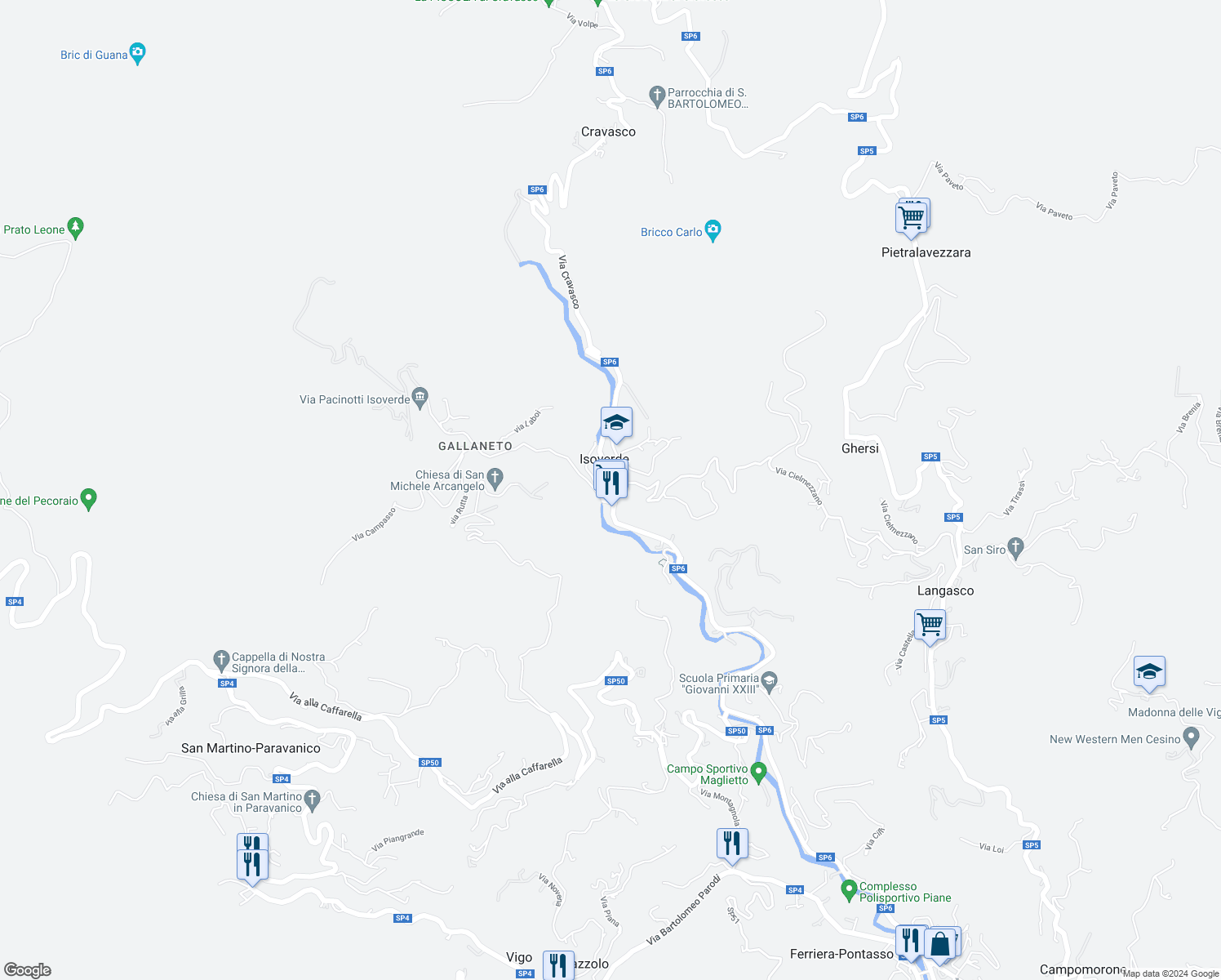 map of restaurants, bars, coffee shops, grocery stores, and more near 6 Piazza Bruno N. in Isoverde