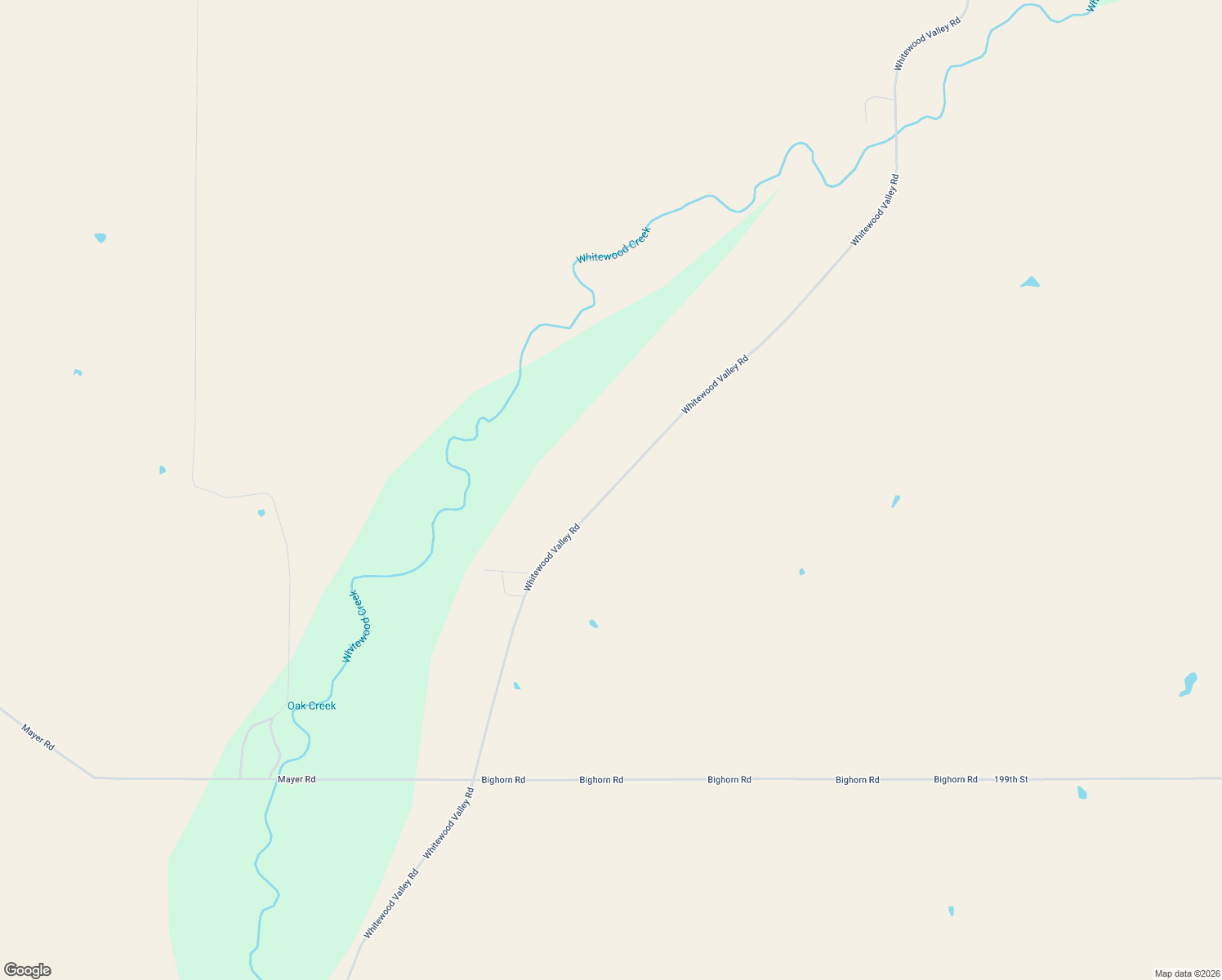 map of restaurants, bars, coffee shops, grocery stores, and more near Whitewood Valley Road in Whitewood