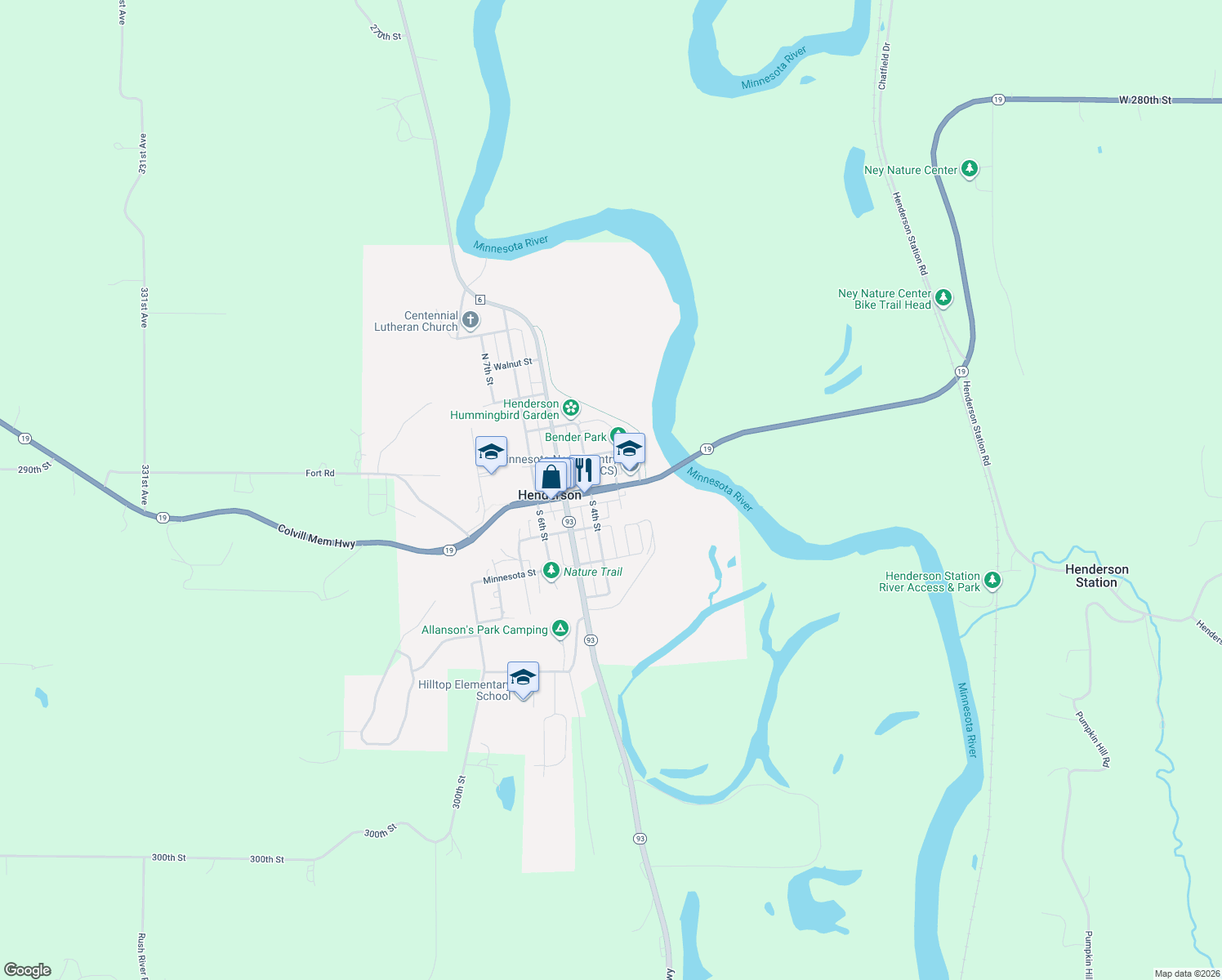 map of restaurants, bars, coffee shops, grocery stores, and more near 111 South 3rd Street in Henderson