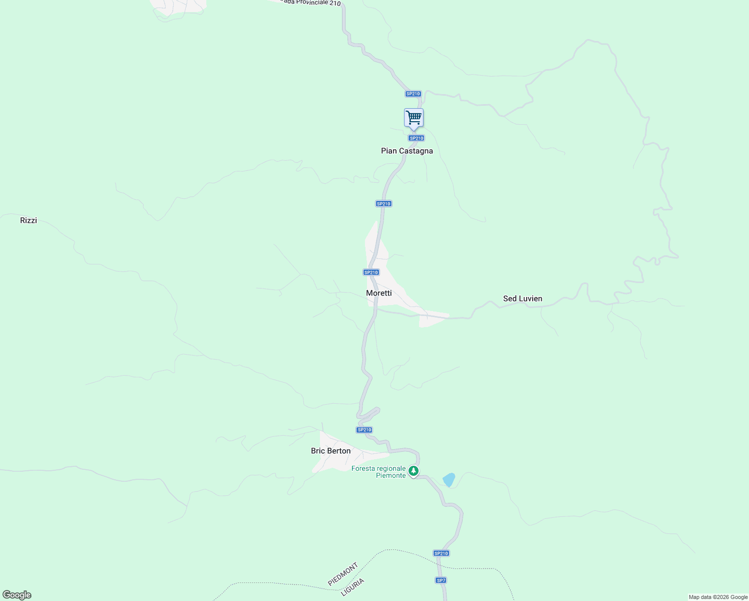 map of restaurants, bars, coffee shops, grocery stores, and more near 121 Strada Provinciale 210 in Moretti