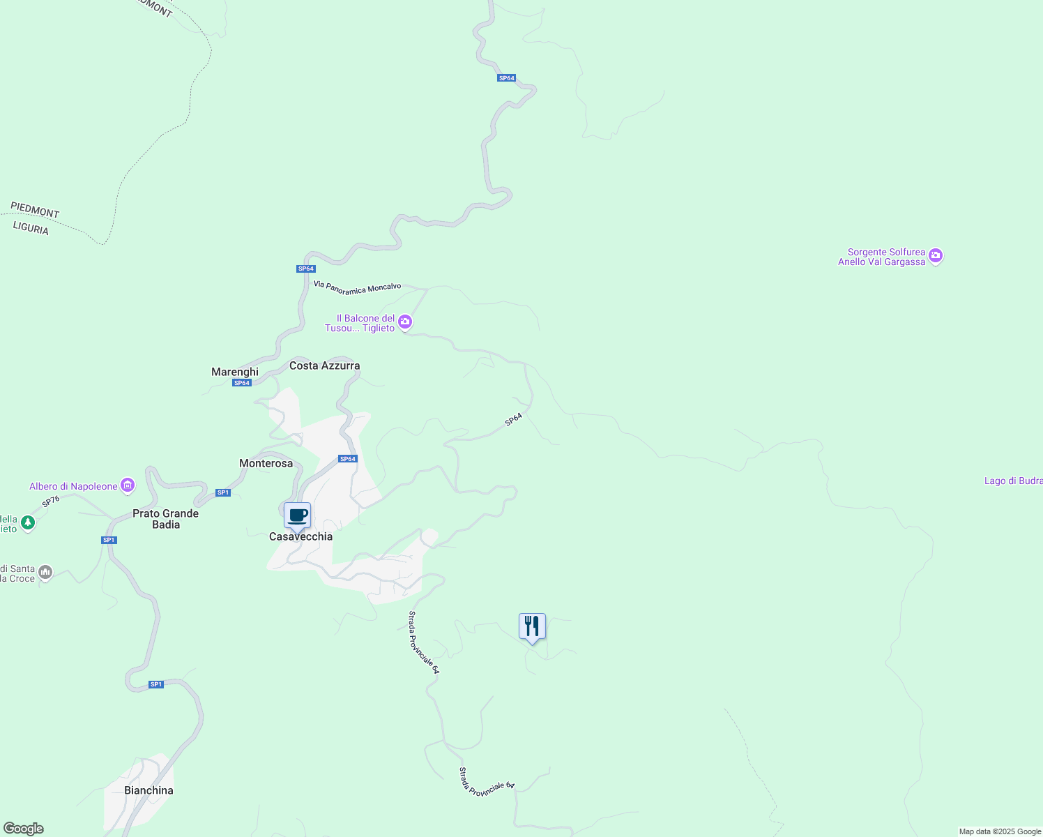 map of restaurants, bars, coffee shops, grocery stores, and more near 89 Via Francia in Città Metropolitana di Genova