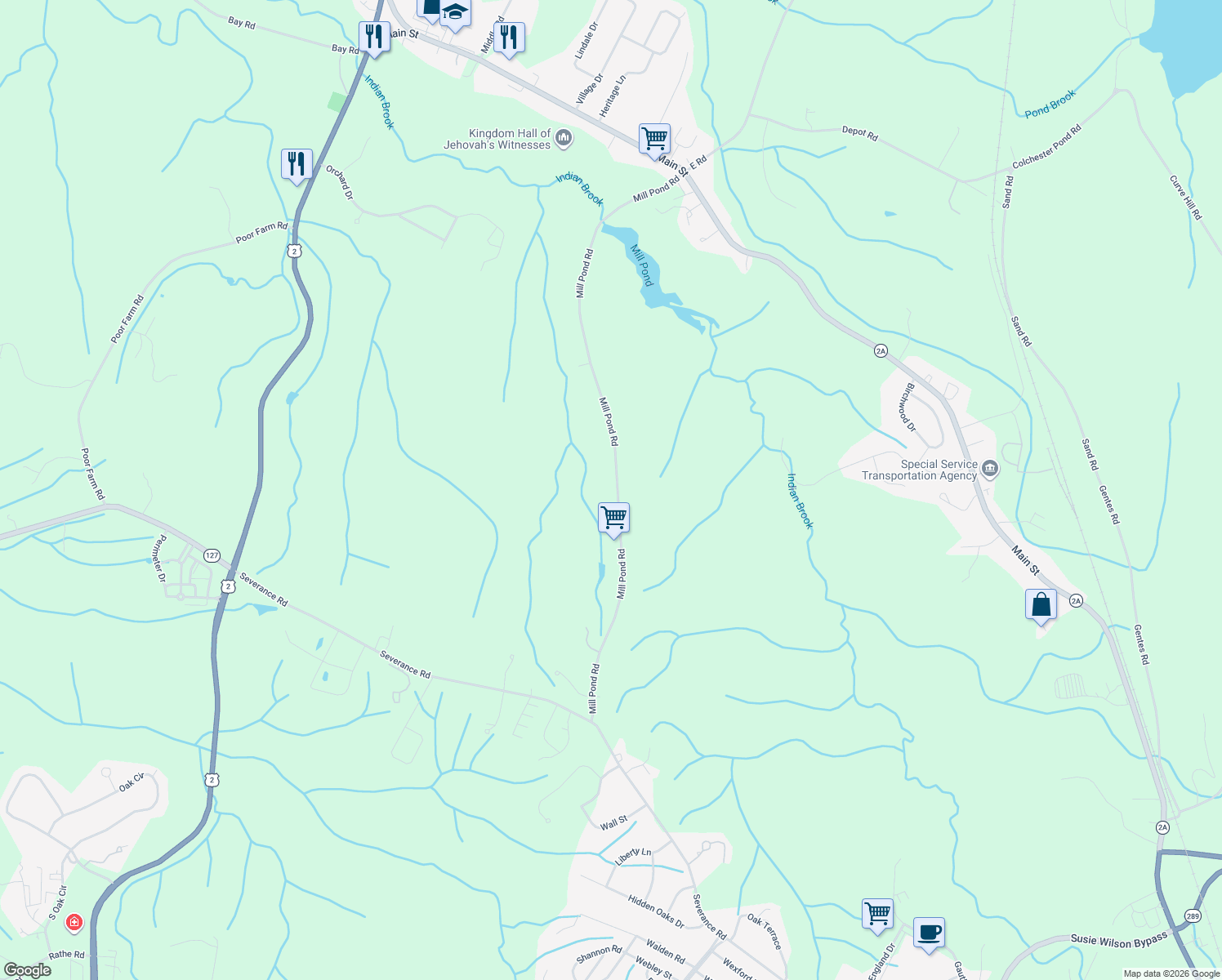 map of restaurants, bars, coffee shops, grocery stores, and more near 621 Mill Pond Rd in Colchester