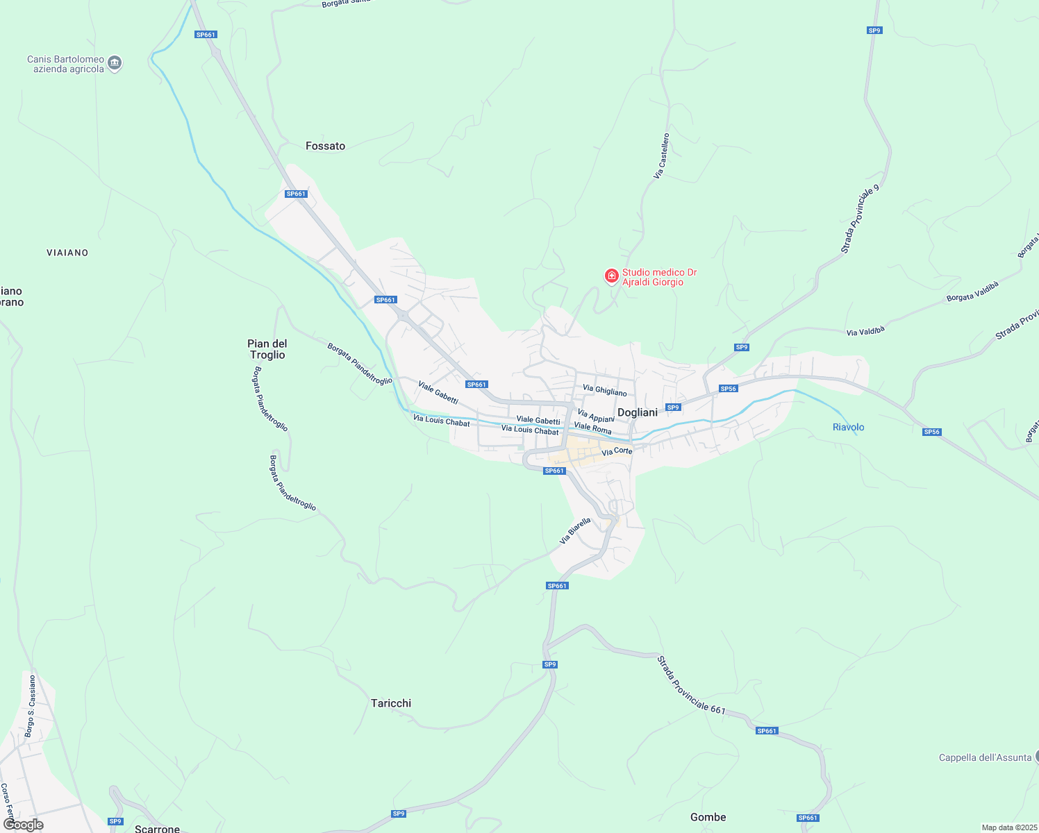 map of restaurants, bars, coffee shops, grocery stores, and more near 82 Viale Gabetti in Dogliani