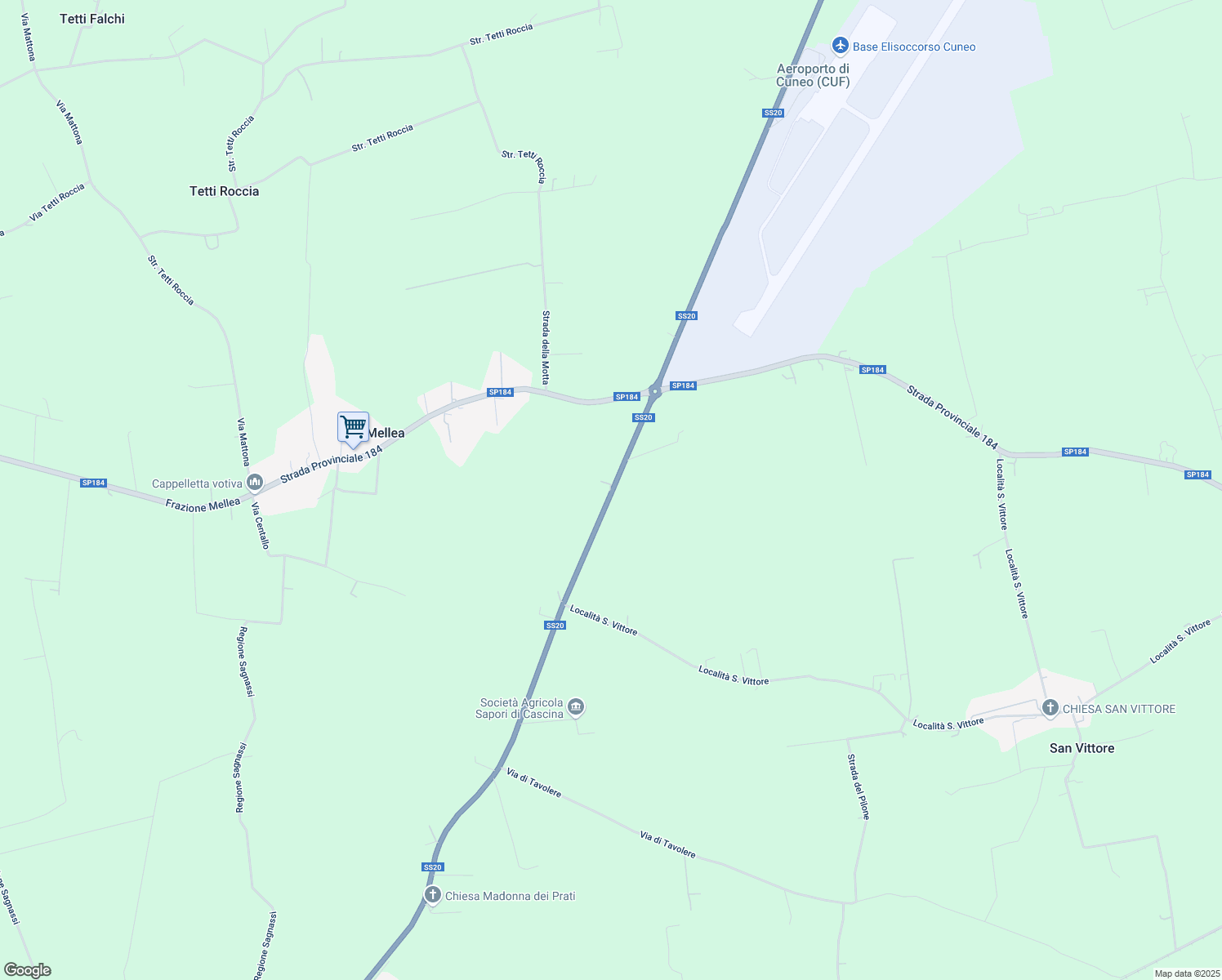 map of restaurants, bars, coffee shops, grocery stores, and more near 17 Frazione Mellea in Provincia di Cuneo