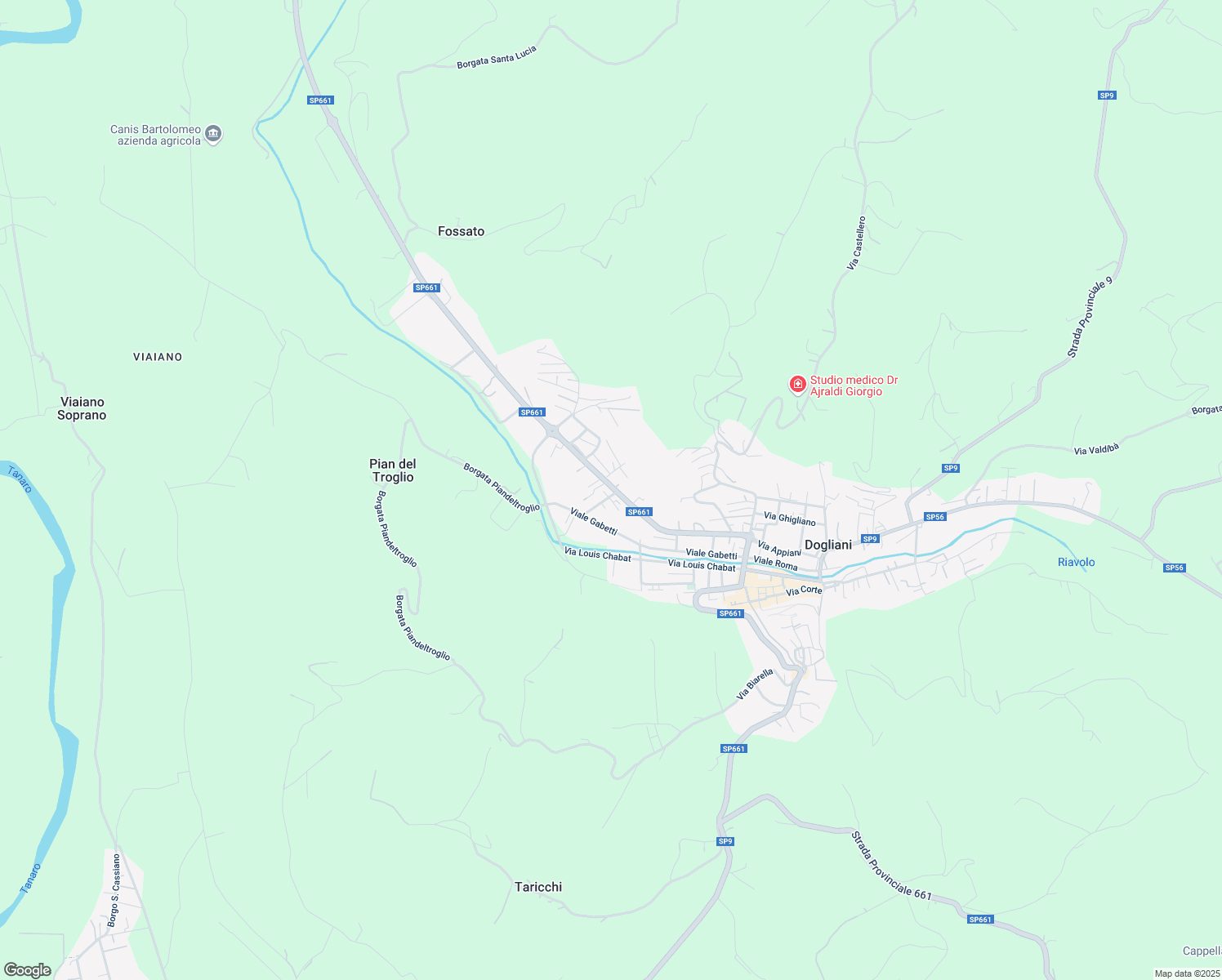 map of restaurants, bars, coffee shops, grocery stores, and more near 55 Via San Rocco in Dogliani