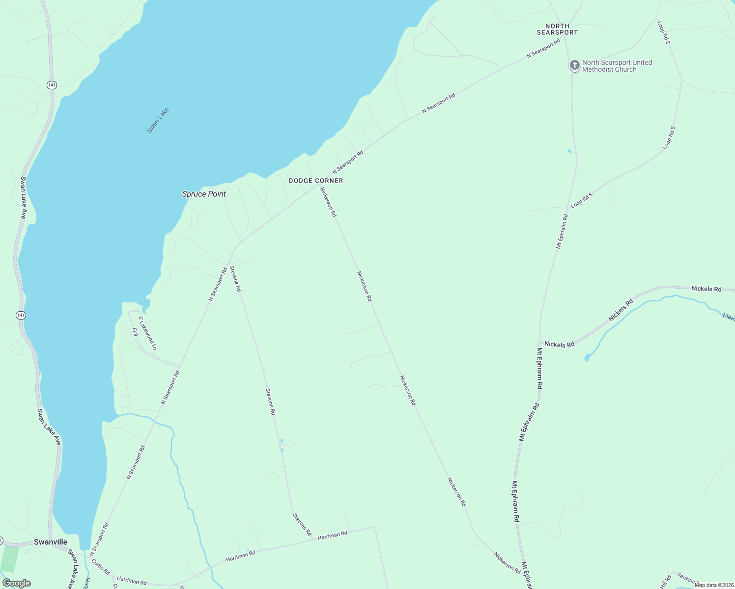 map of restaurants, bars, coffee shops, grocery stores, and more near 135 Nickerson Road in Searsport