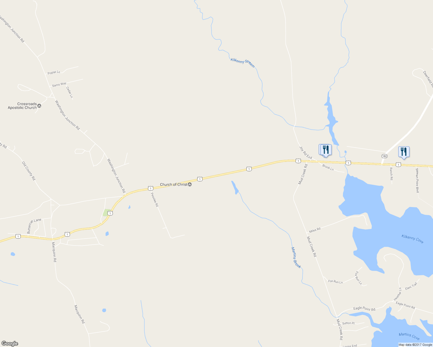 map of restaurants, bars, coffee shops, grocery stores, and more near 502 U.S. 1 in Hancock