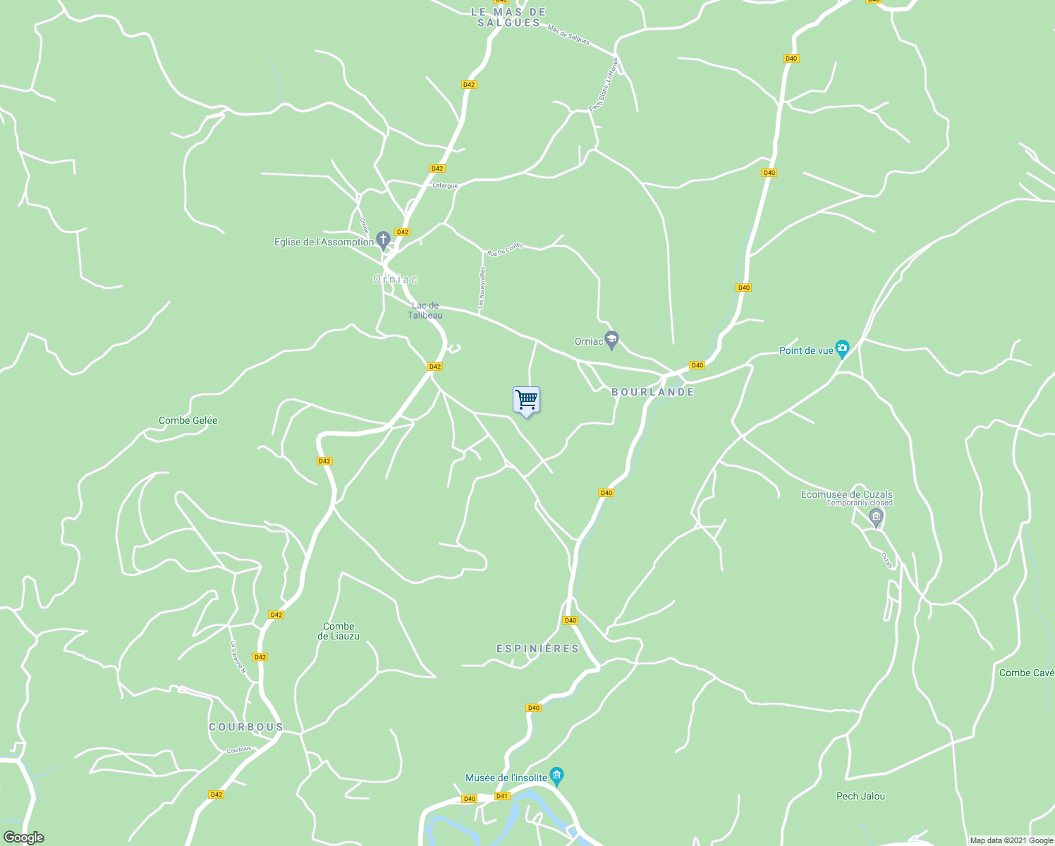 map of restaurants, bars, coffee shops, grocery stores, and more near in Lot