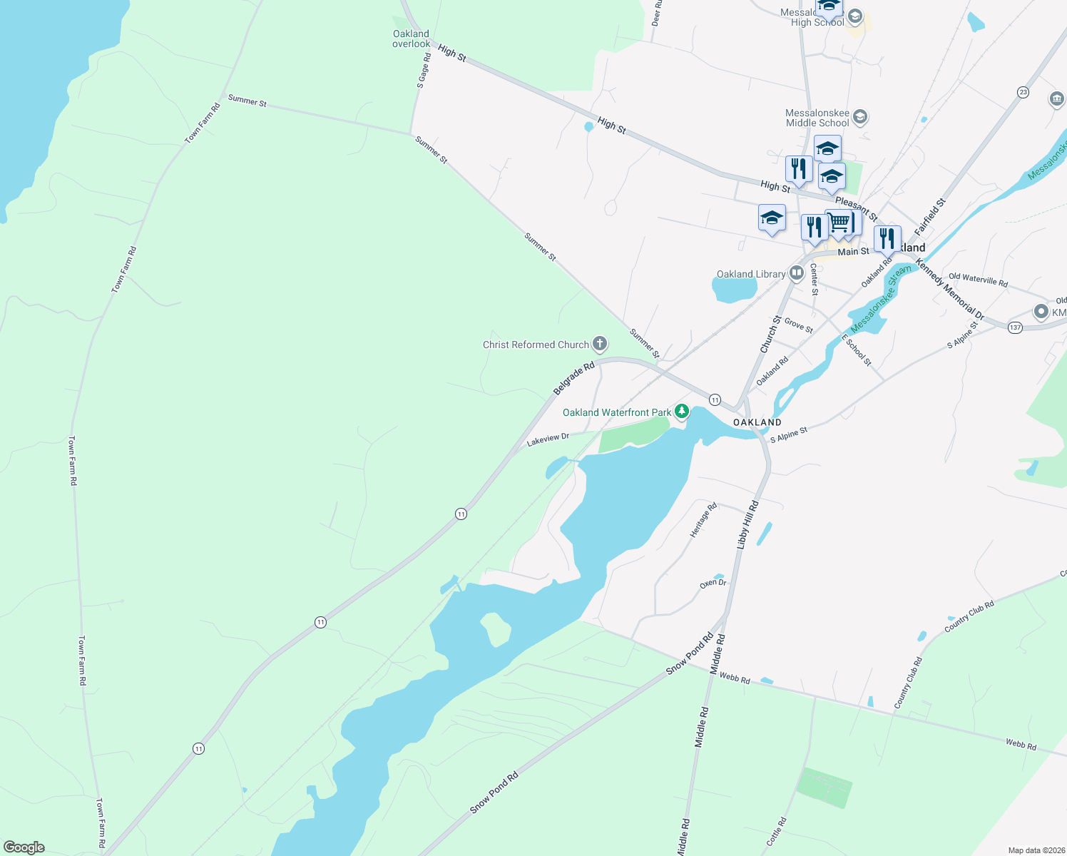 map of restaurants, bars, coffee shops, grocery stores, and more near 88 Belgrade Road in Oakland