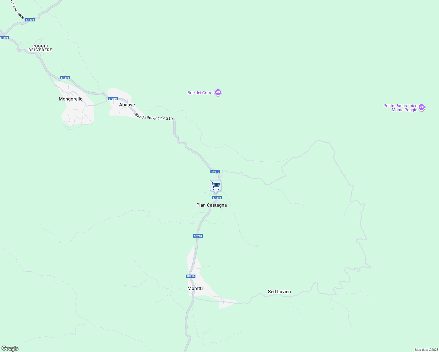 map of restaurants, bars, coffee shops, grocery stores, and more near 39 Strada Provinciale 210 in Provincia di Alessandria