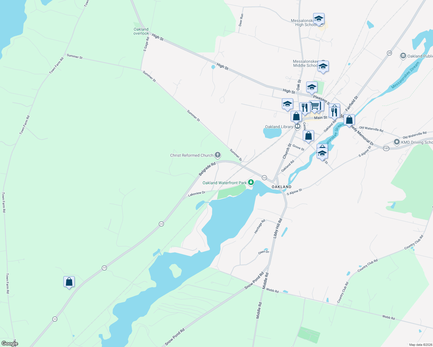 map of restaurants, bars, coffee shops, grocery stores, and more near 17 Lakeview Drive in Oakland