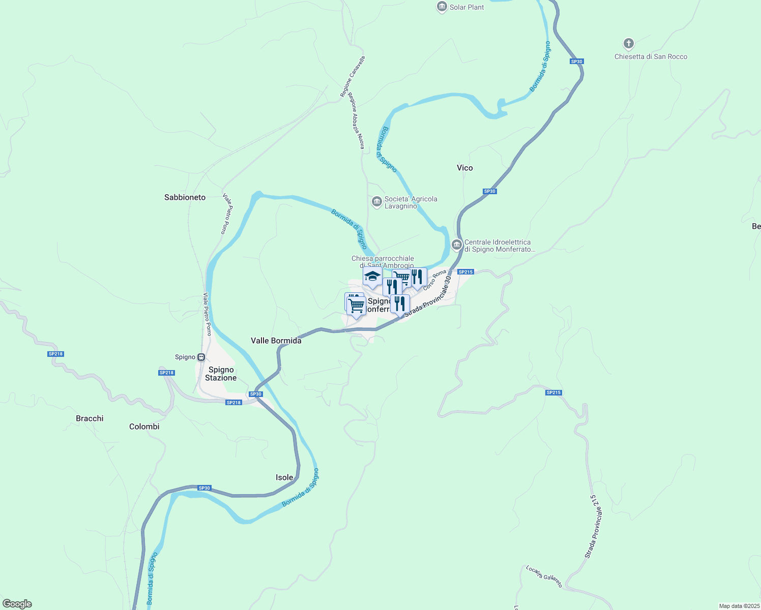 map of restaurants, bars, coffee shops, grocery stores, and more near in Spigno Monferrato