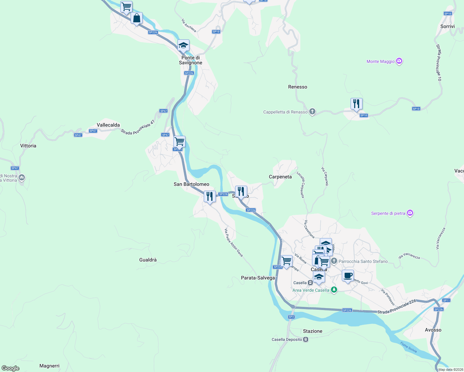 map of restaurants, bars, coffee shops, grocery stores, and more near 1 Via Pratopriore in Stabbio