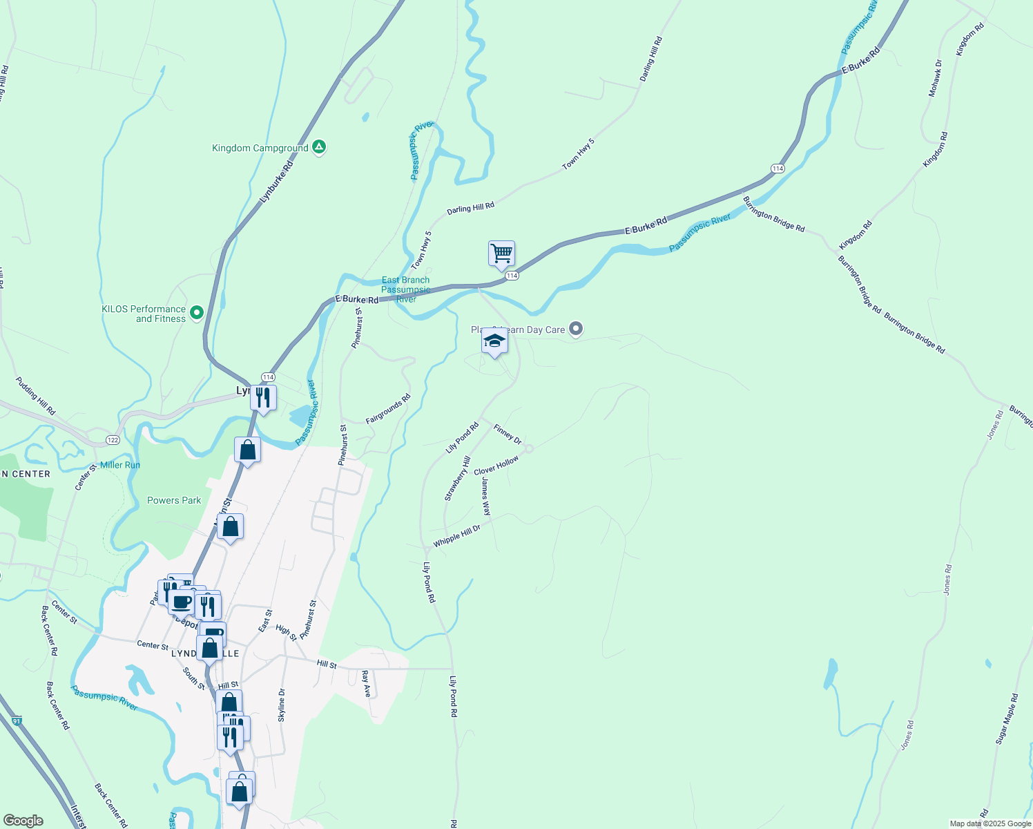 map of restaurants, bars, coffee shops, grocery stores, and more near 48 Fox Run Cir in Lyndon