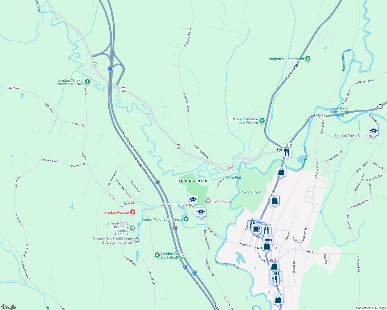 map of restaurants, bars, coffee shops, grocery stores, and more near 692 Gilman Road in Lyndon