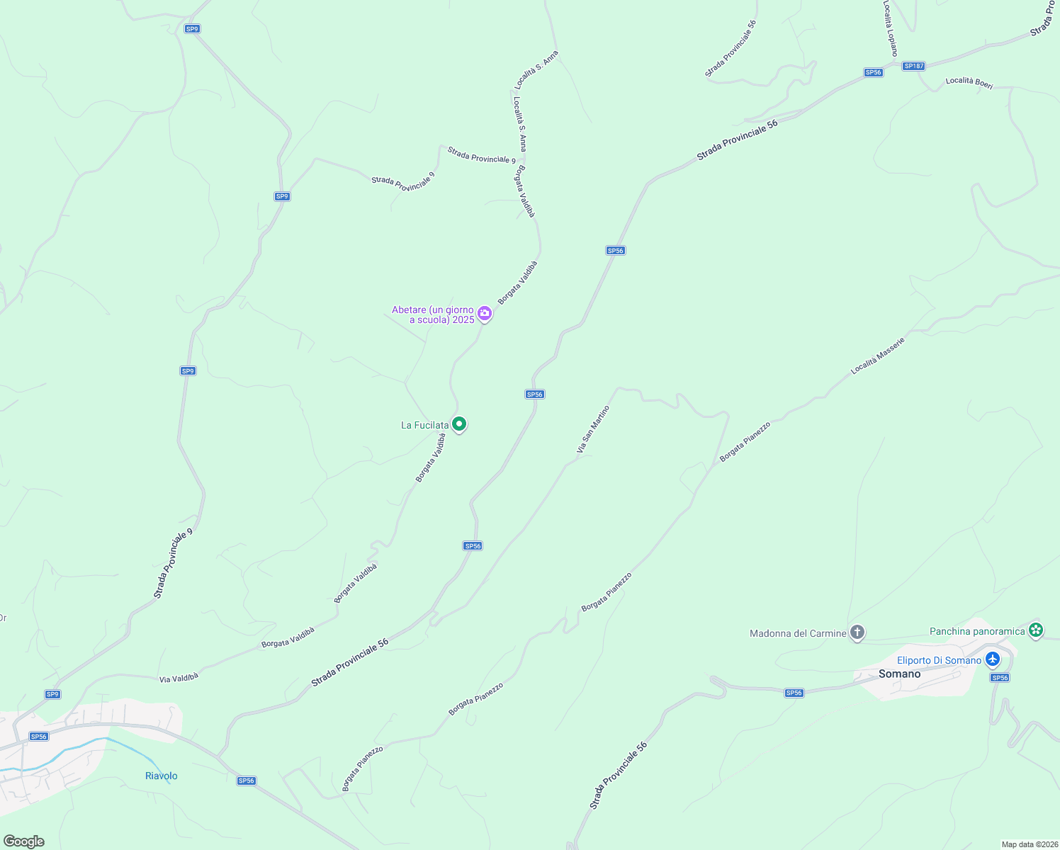 map of restaurants, bars, coffee shops, grocery stores, and more near 102 Borgata Pianezzo in Provincia di Cuneo