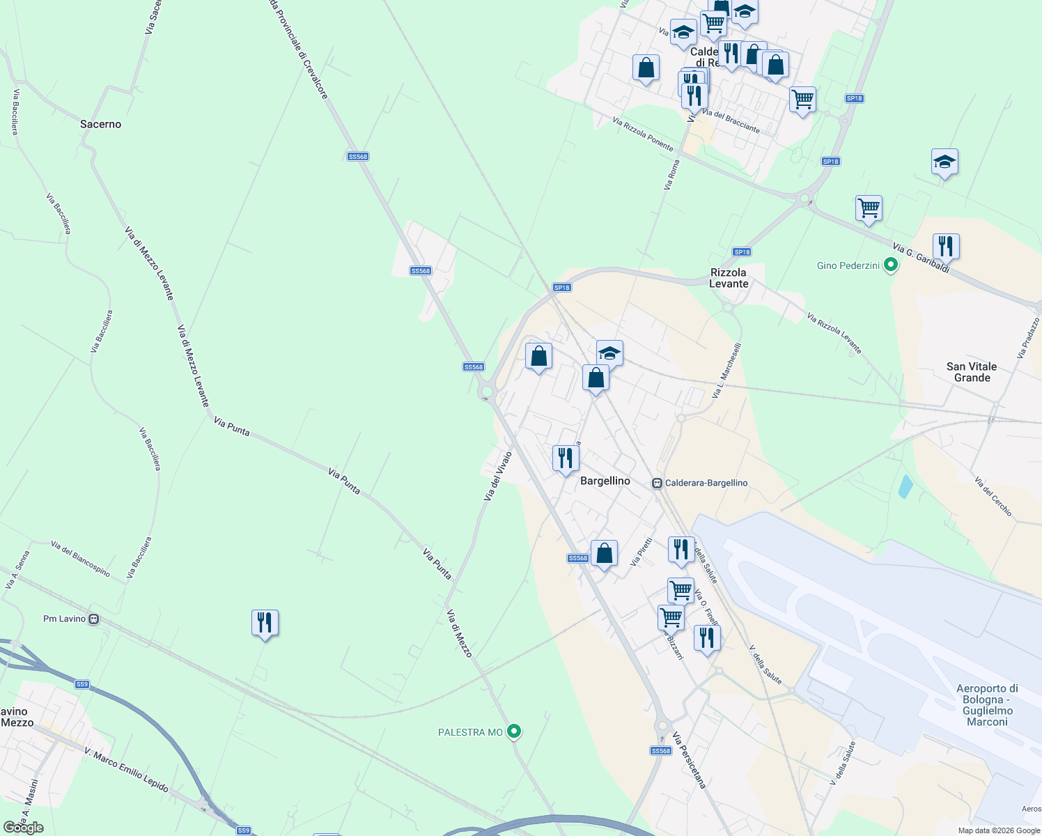 map of restaurants, bars, coffee shops, grocery stores, and more near 10 Via Bargellino in Bargellino