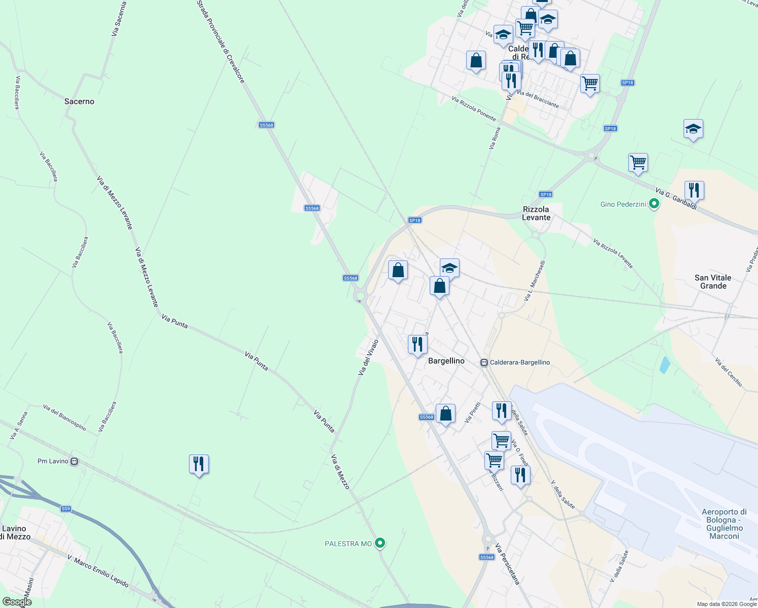 map of restaurants, bars, coffee shops, grocery stores, and more near 10 Via Bargellino in Bargellino