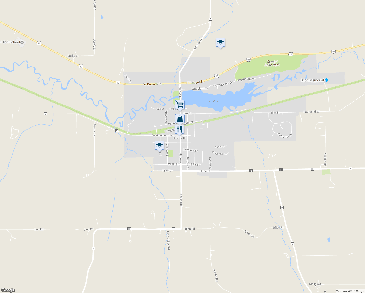 map of restaurants, bars, coffee shops, grocery stores, and more near 314 5th Avenue South in Strum