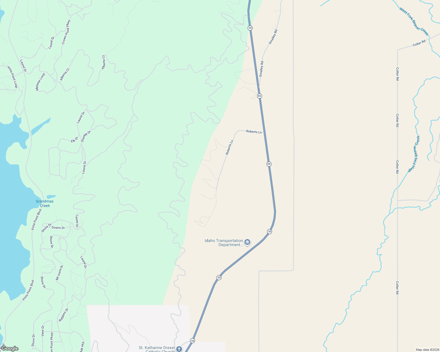 map of restaurants, bars, coffee shops, grocery stores, and more near Roberts Lane in Cascade