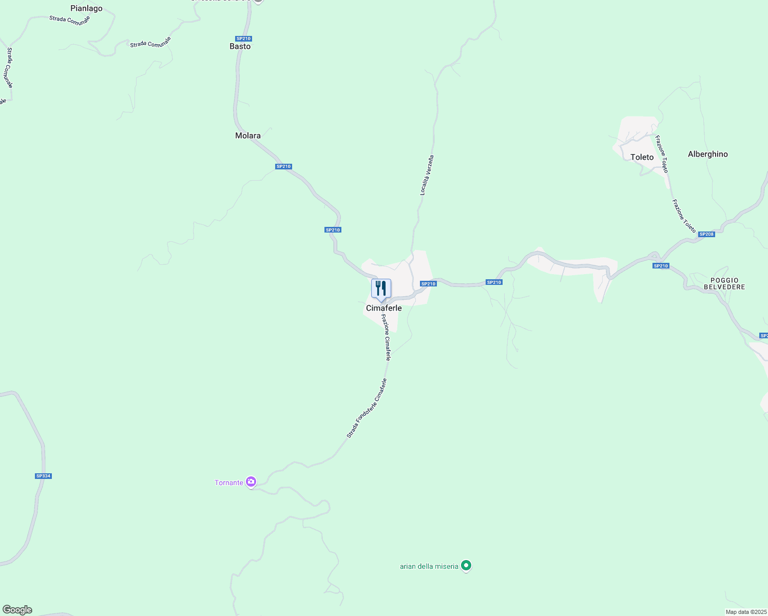 map of restaurants, bars, coffee shops, grocery stores, and more near 237 Strada Provinciale 210 in Cimaferle