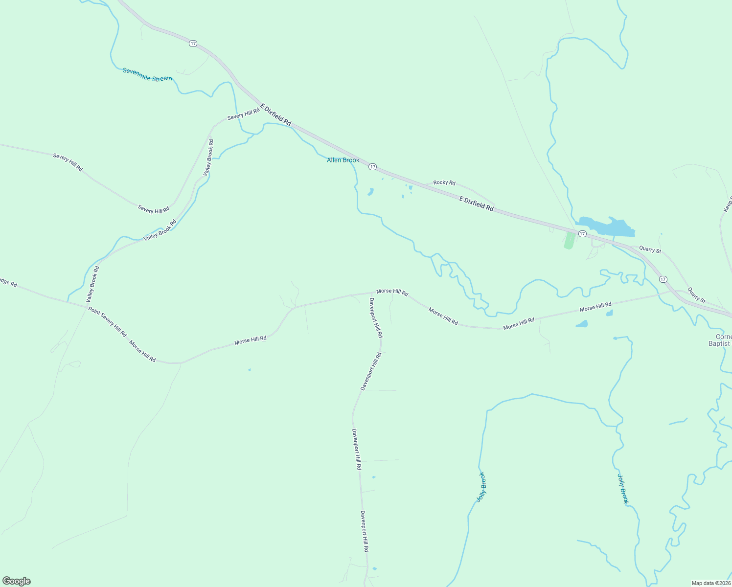 map of restaurants, bars, coffee shops, grocery stores, and more near 293 Morse Hill Road in Jay