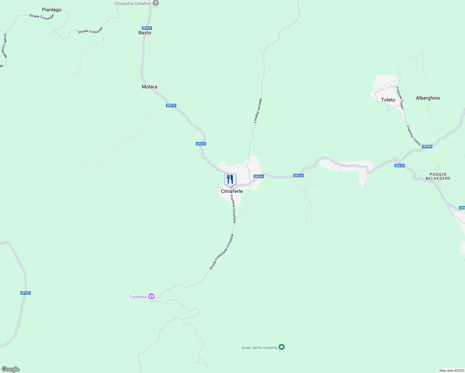 map of restaurants, bars, coffee shops, grocery stores, and more near 237 SP210 in Cimaferle