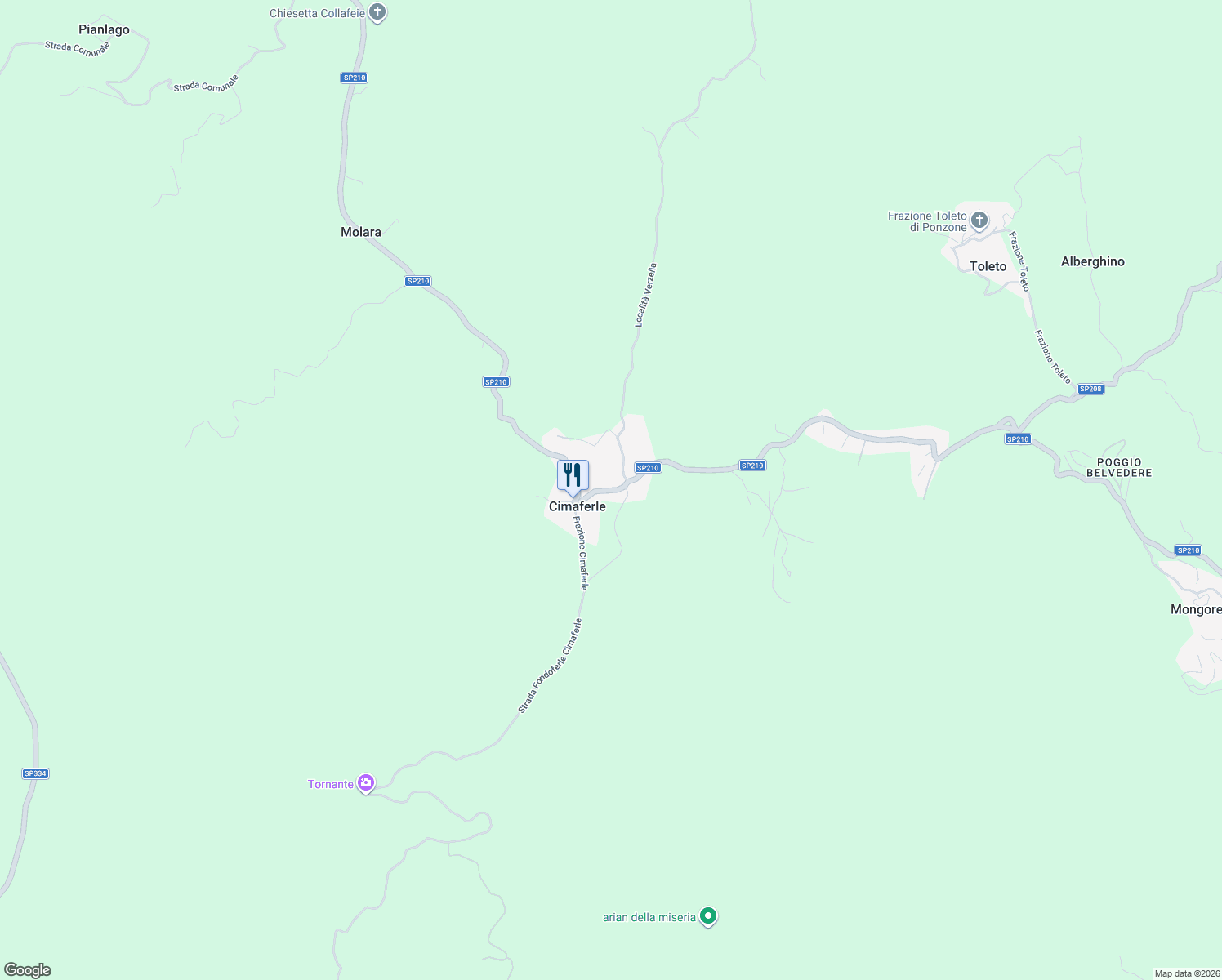 map of restaurants, bars, coffee shops, grocery stores, and more near 3 Frazione Cimaferle in Cimaferle