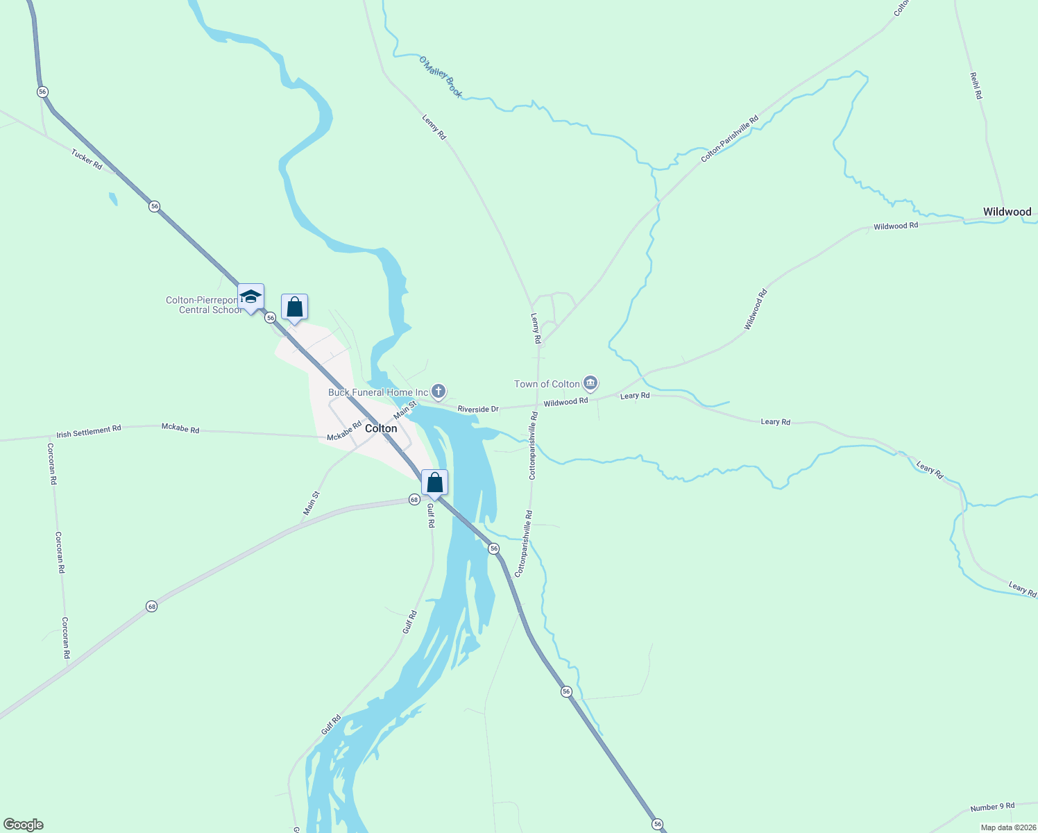 map of restaurants, bars, coffee shops, grocery stores, and more near 11 Riverside Drive in Colton