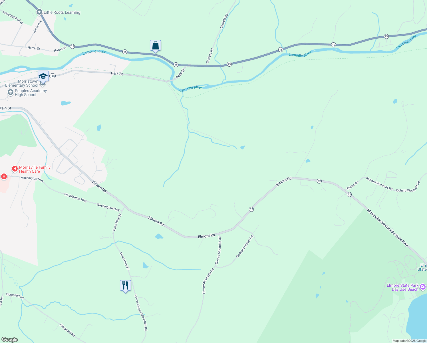 map of restaurants, bars, coffee shops, grocery stores, and more near 640 Darling Road in Morristown