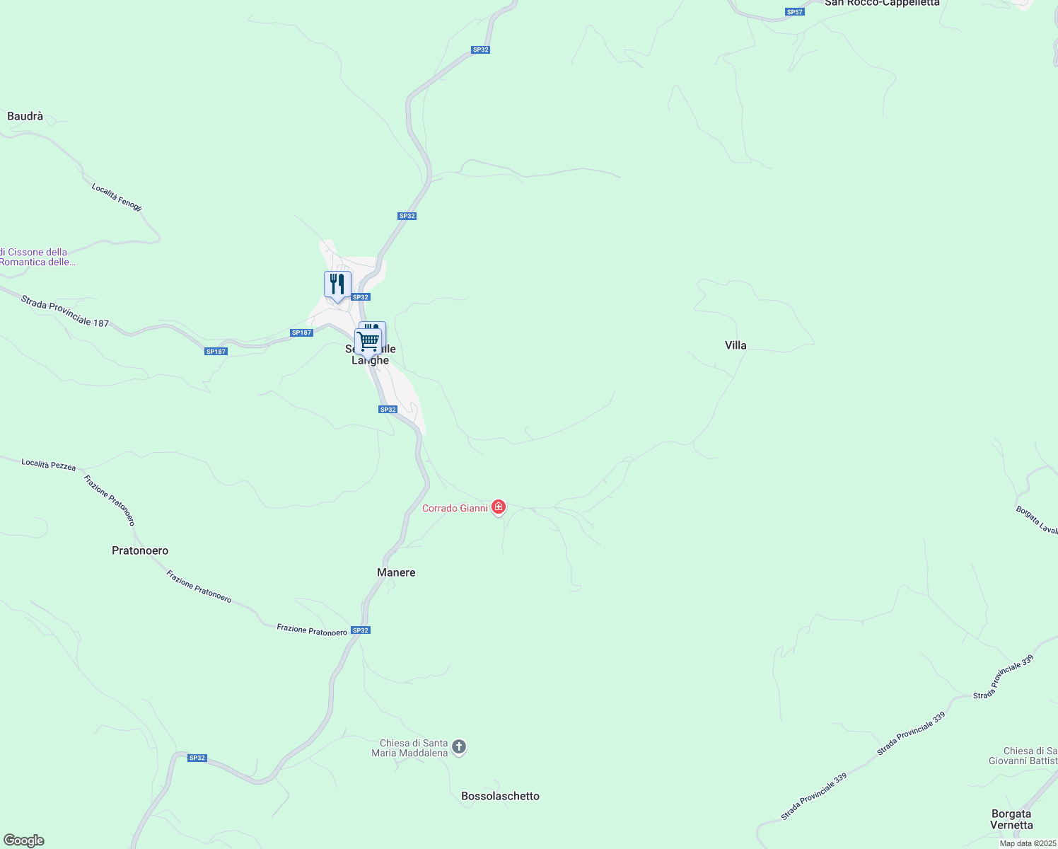 map of restaurants, bars, coffee shops, grocery stores, and more near 14 Località Leprato in Provincia di Cuneo