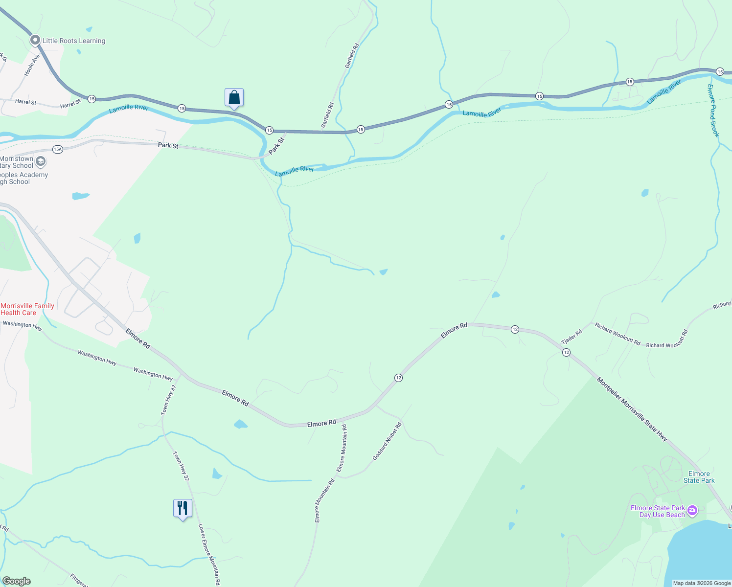 map of restaurants, bars, coffee shops, grocery stores, and more near 640 Darling Road in Morristown