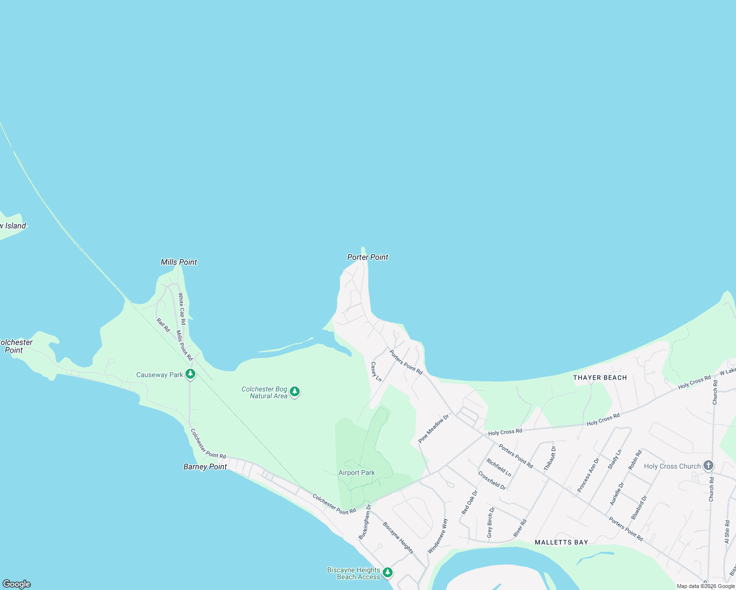 map of restaurants, bars, coffee shops, grocery stores, and more near 2170 Porters Point Rd in Colchester