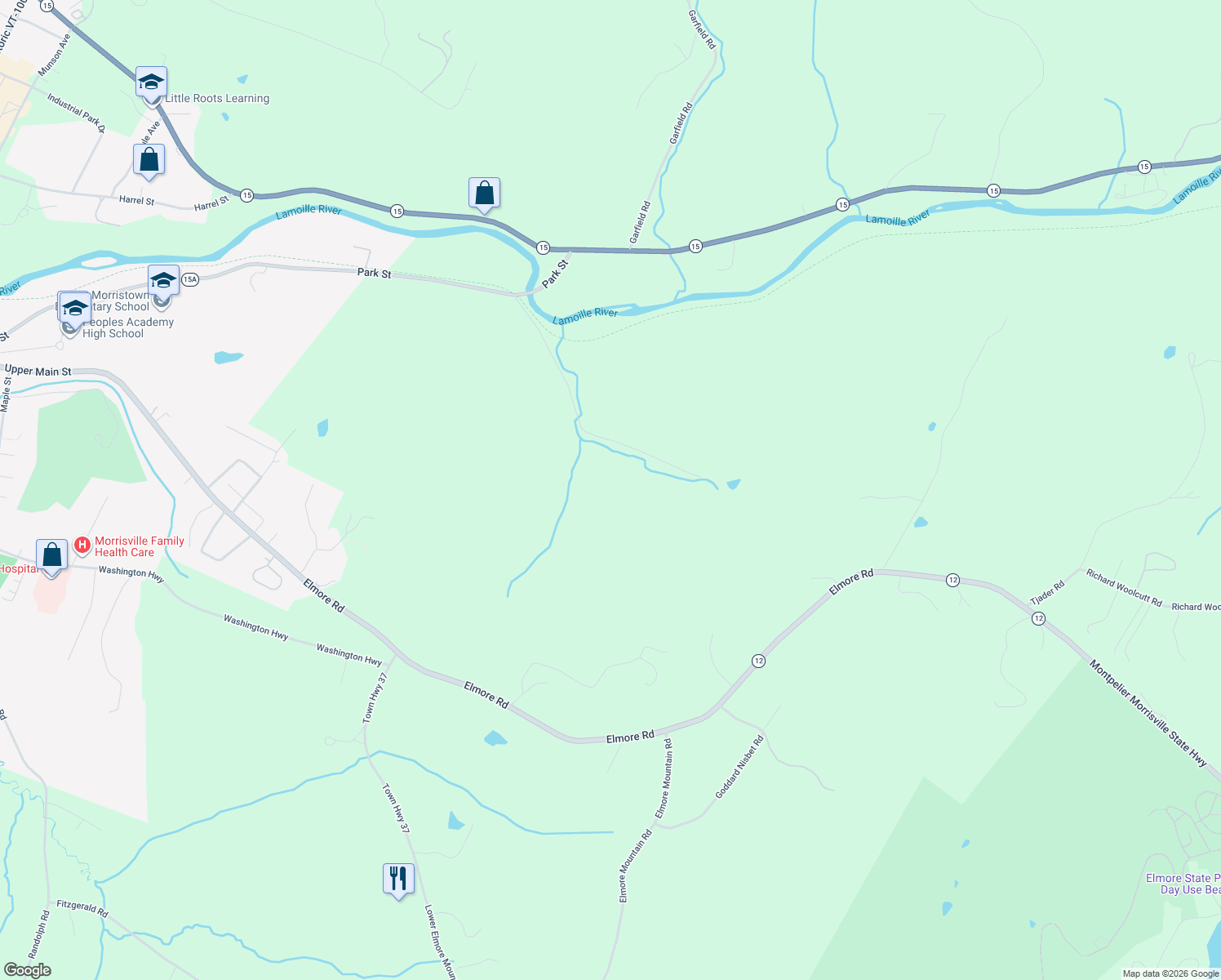 map of restaurants, bars, coffee shops, grocery stores, and more near 650 Darling Road in Morristown