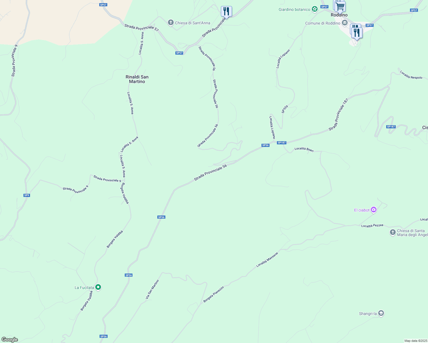 map of restaurants, bars, coffee shops, grocery stores, and more near 1 Località Bonvicini in Provincia di Cuneo