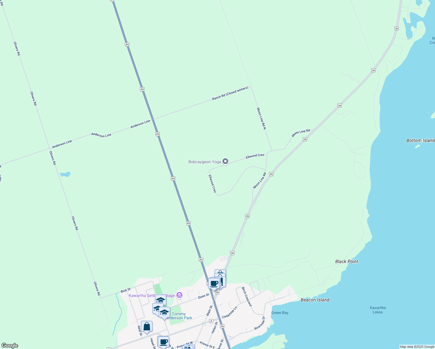 map of restaurants, bars, coffee shops, grocery stores, and more near 281 Ellwood Crescent in Peterborough County