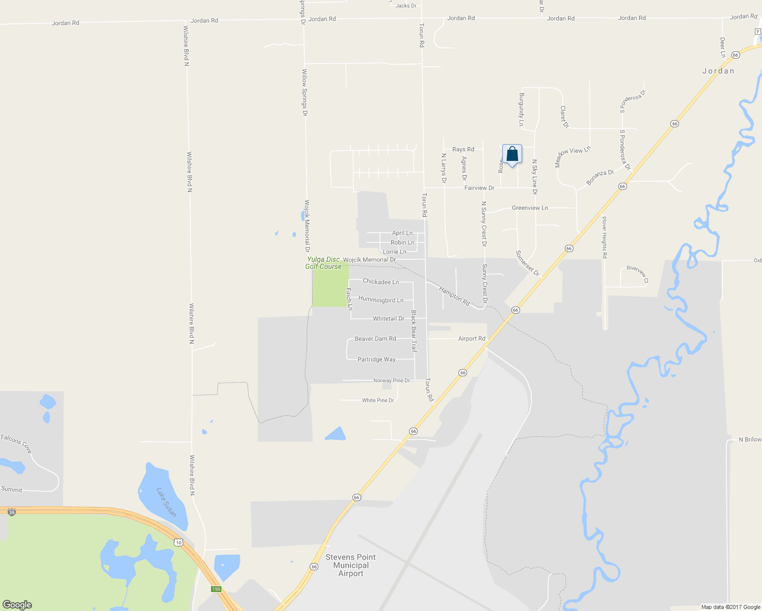 map of restaurants, bars, coffee shops, grocery stores, and more near 4817 Hummingbird Lane in Stevens Point