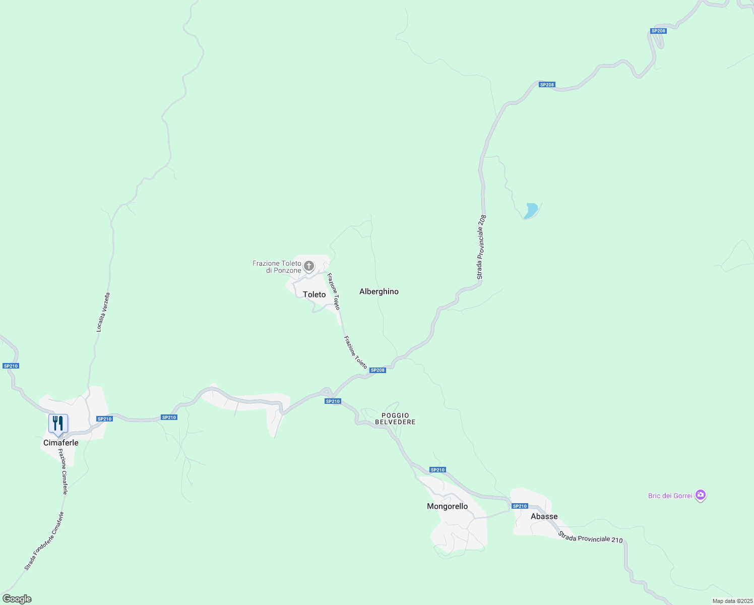 map of restaurants, bars, coffee shops, grocery stores, and more near 45 Località Alberghino in Alberghino