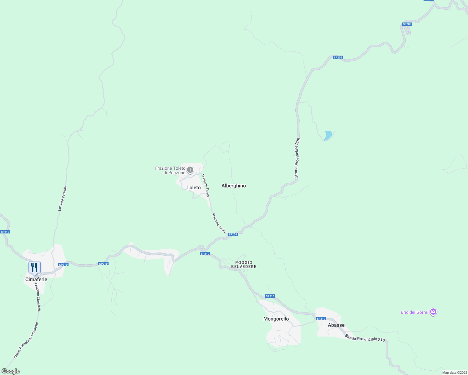 map of restaurants, bars, coffee shops, grocery stores, and more near in Alberghino