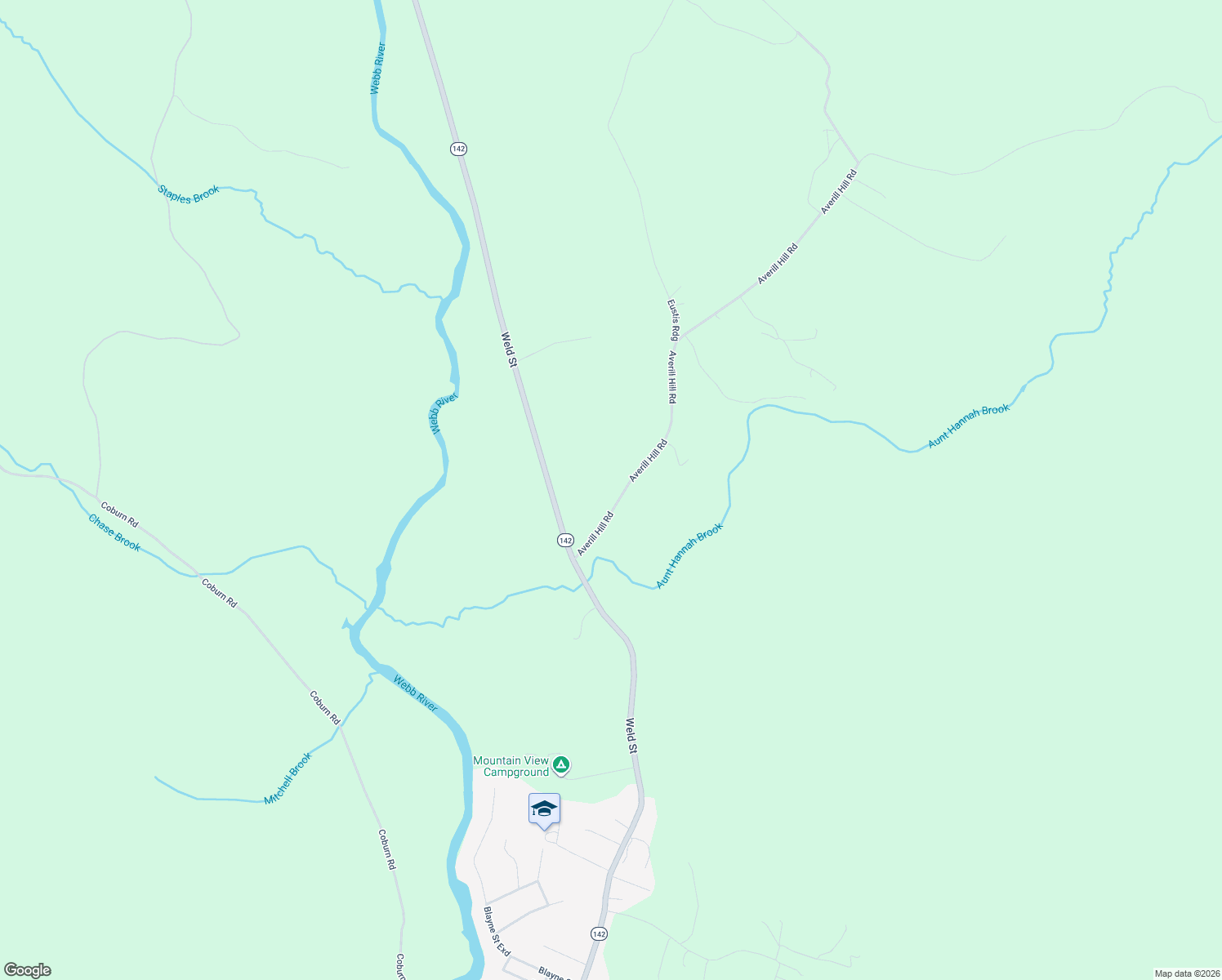 map of restaurants, bars, coffee shops, grocery stores, and more near 46 Averill Hill Road in Dixfield