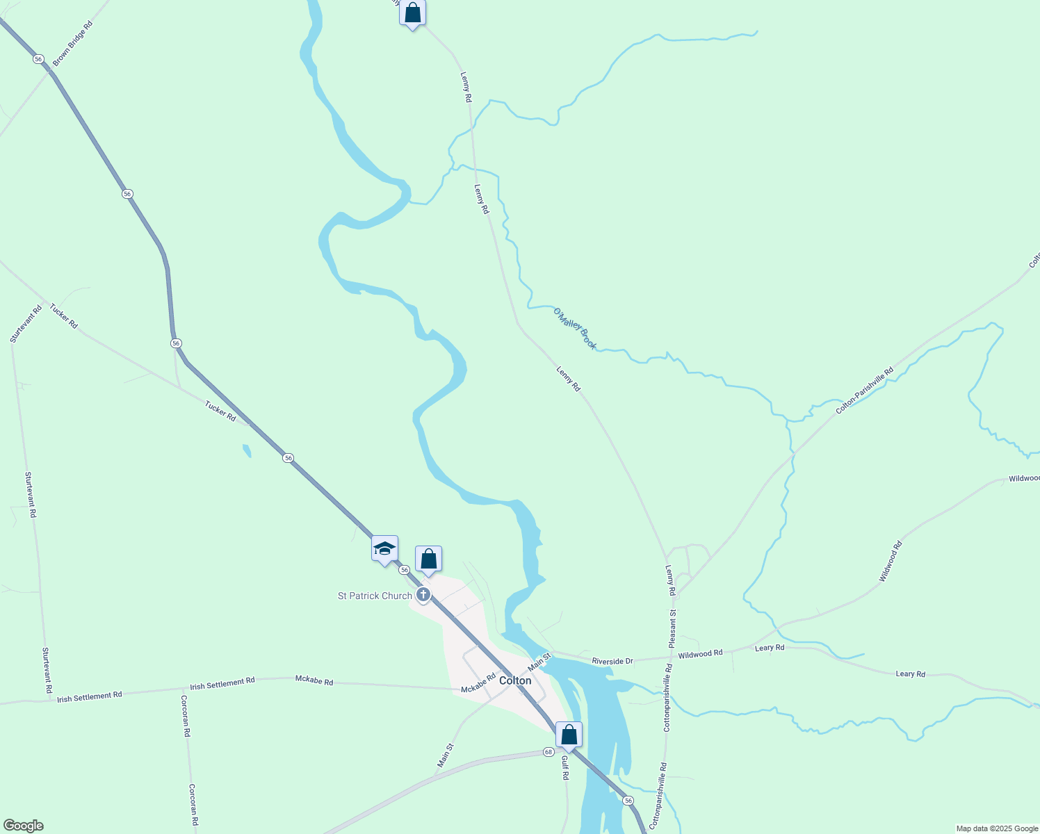 map of restaurants, bars, coffee shops, grocery stores, and more near 224 Lenny Road in Potsdam
