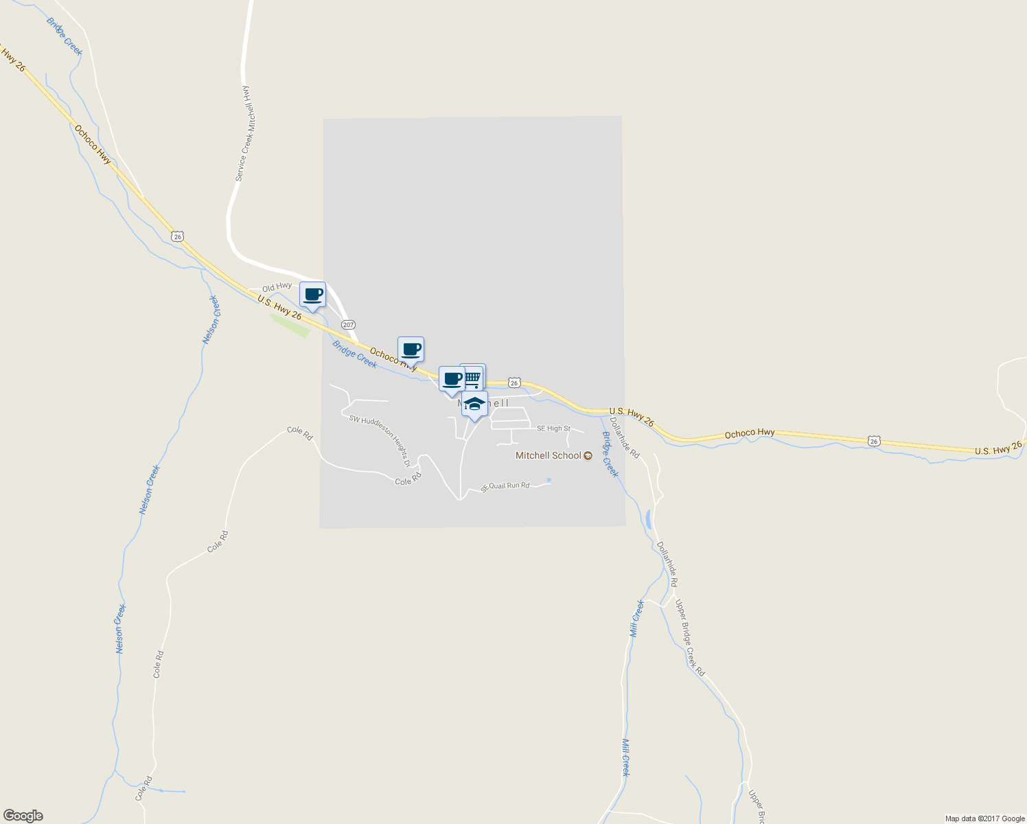 map of restaurants, bars, coffee shops, grocery stores, and more near 219 Southeast Rosenbaum Street in Mitchell