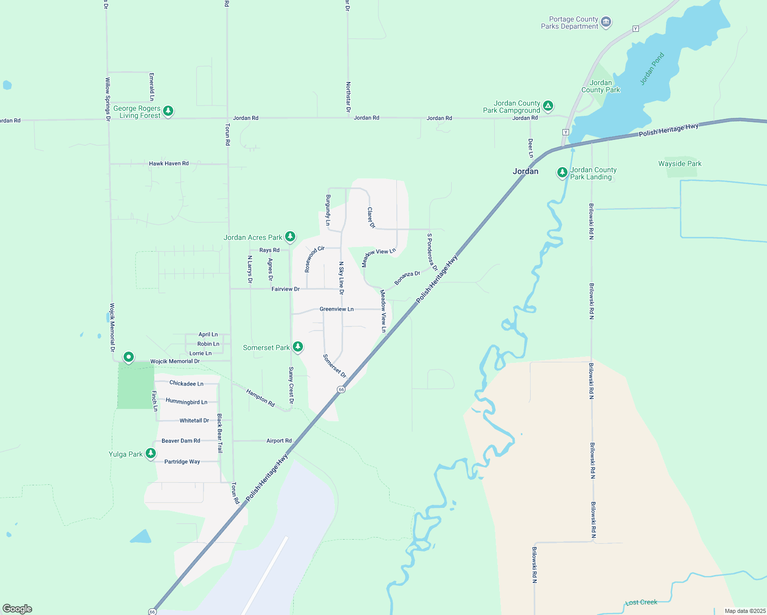 map of restaurants, bars, coffee shops, grocery stores, and more near 1627 Meadow View Ln in Stevens Point