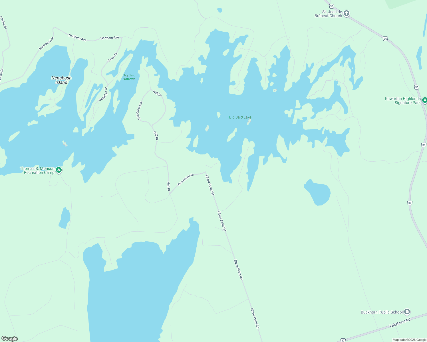 map of restaurants, bars, coffee shops, grocery stores, and more near 1221 Elbow Point Road in Buckhorn