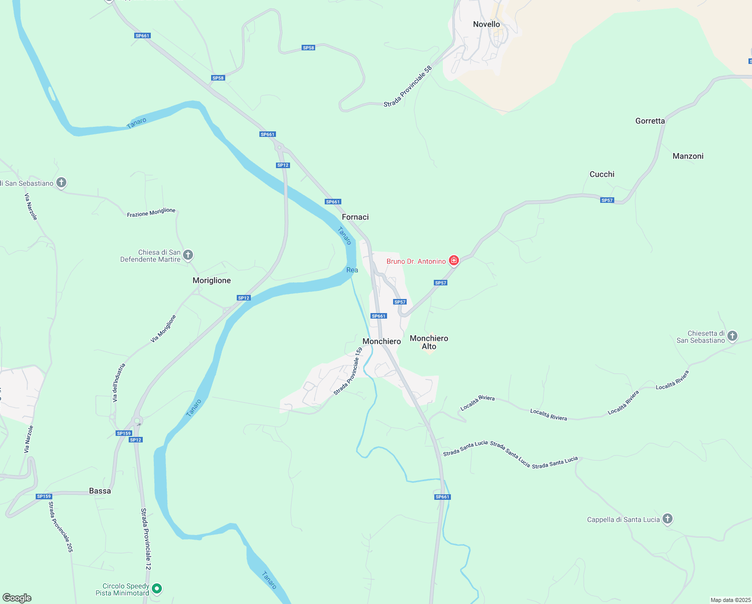 map of restaurants, bars, coffee shops, grocery stores, and more near 46 Strada Provinciale 661 in Monchiero