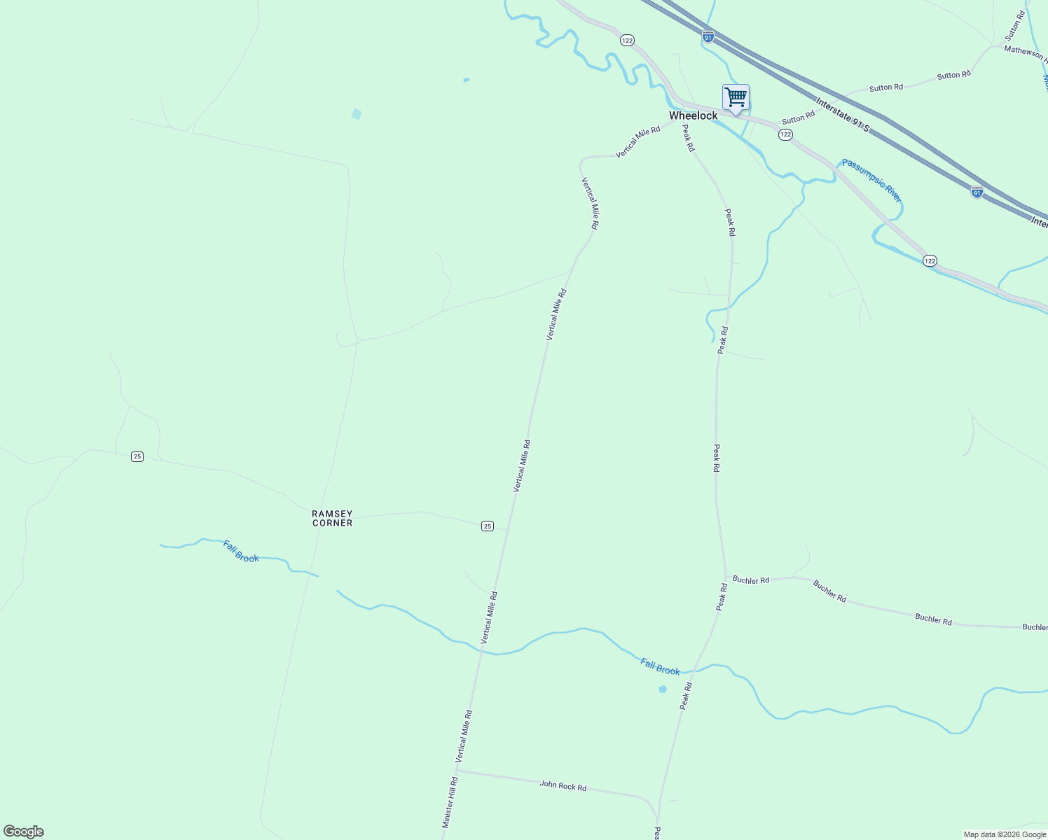 map of restaurants, bars, coffee shops, grocery stores, and more near 1180 Vertical Mile Road in Wheelock