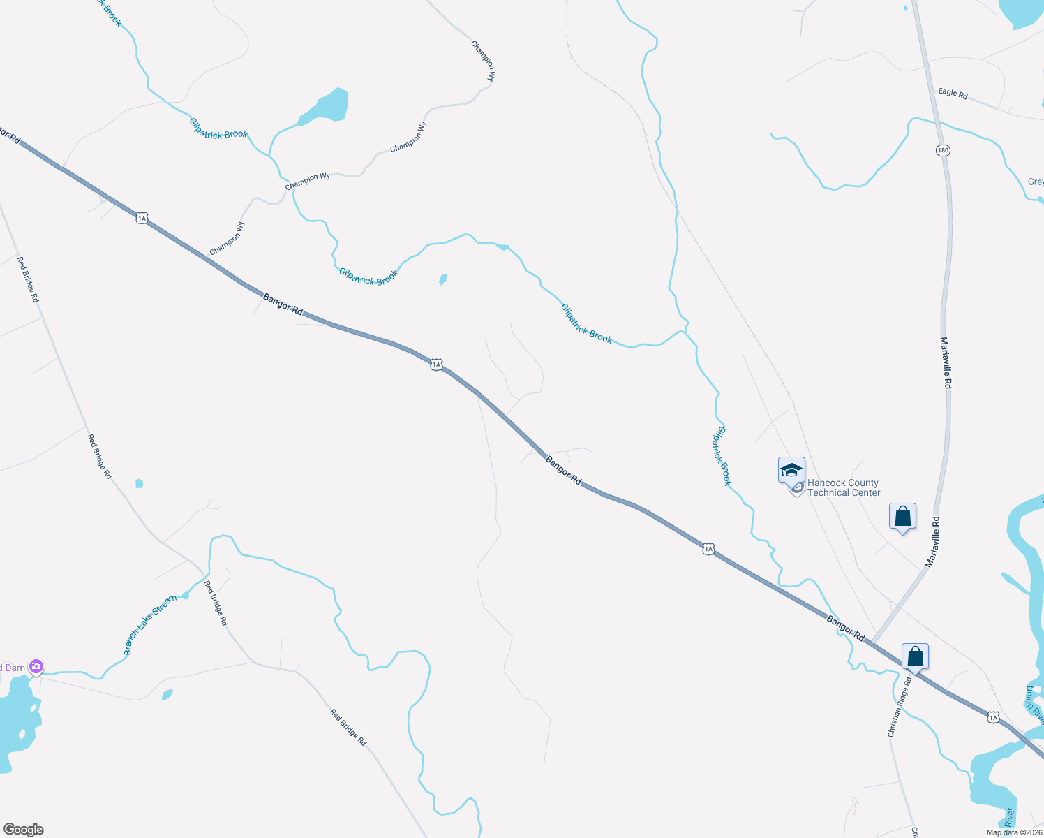 map of restaurants, bars, coffee shops, grocery stores, and more near 457 Bangor Road in Ellsworth