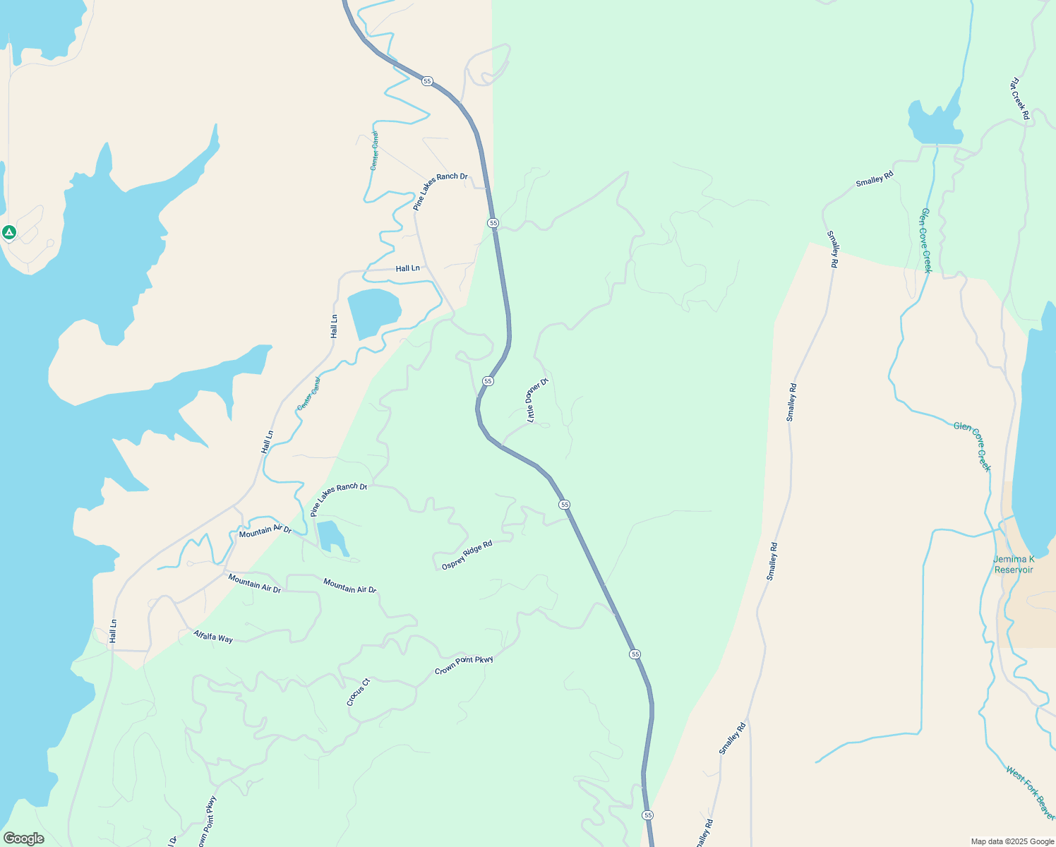 map of restaurants, bars, coffee shops, grocery stores, and more near 96 Little Donner Drive in Cascade