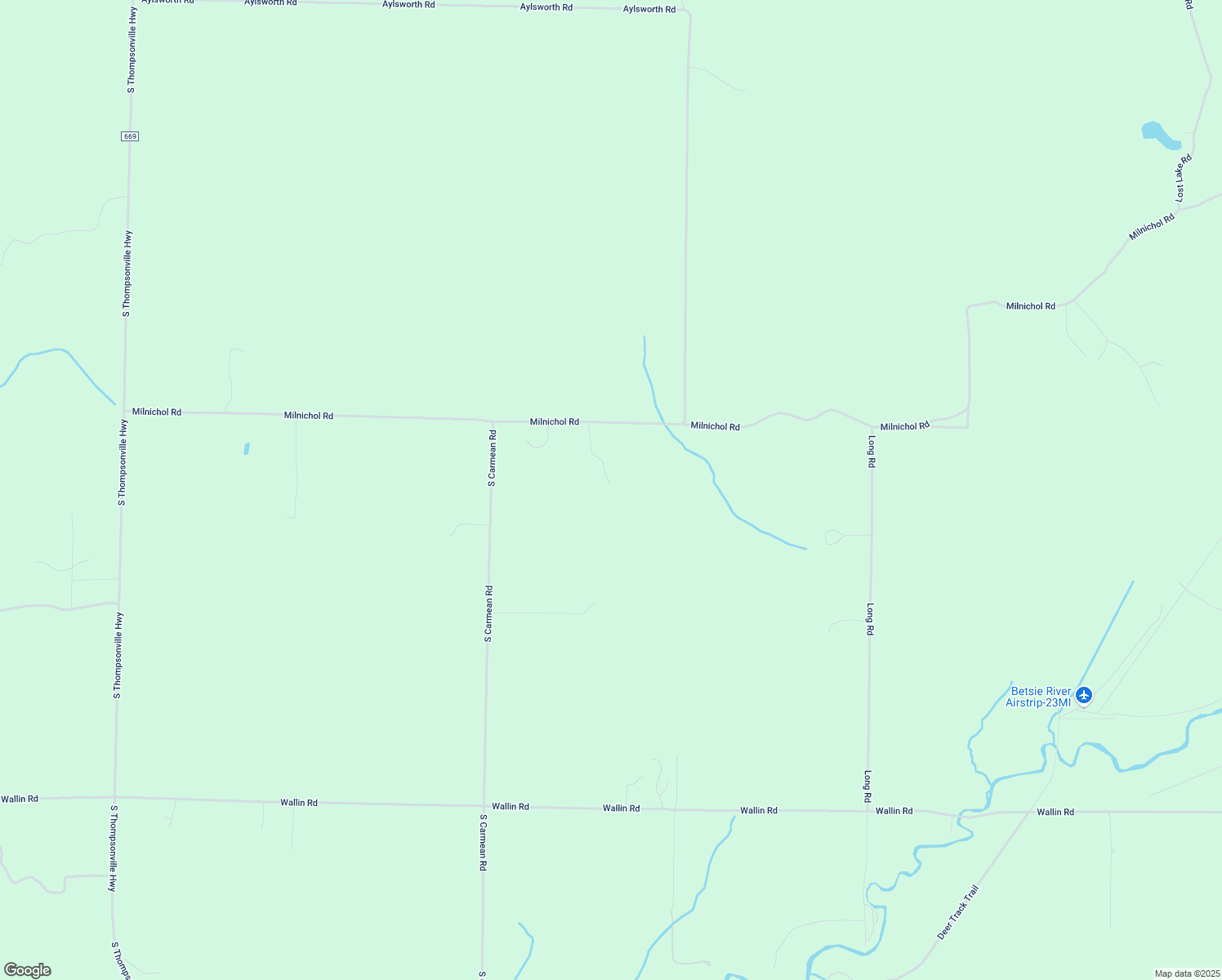 map of restaurants, bars, coffee shops, grocery stores, and more near 16285-16453 Milnichol Road in Thompsonville