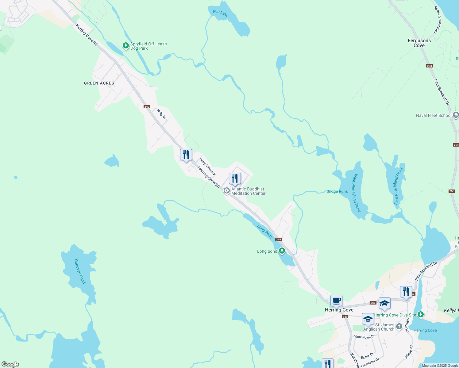 map of restaurants, bars, coffee shops, grocery stores, and more near 6 Arbutus Avenue in Herring Cove
